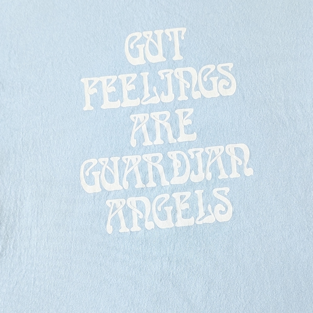Subliming Tee Sky Blue 'Gut Feelings Are Guardian Angels' Bubble Text Graphic M